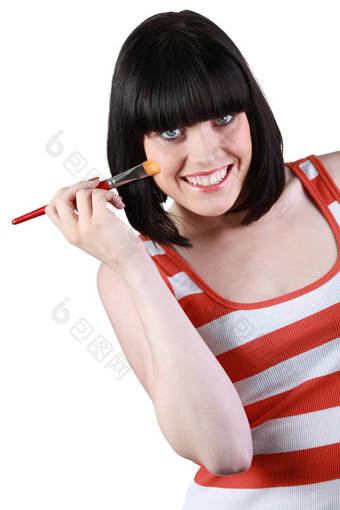 浅黑肤色的女人女人化妆铅笔
