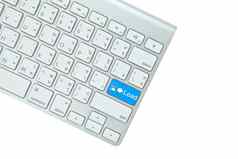 蓝色的负载按钮电脑键盘孤立的白色背气