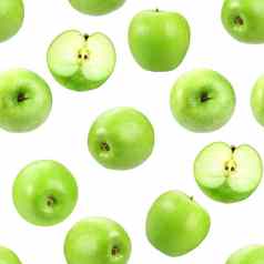 无缝的模式绿色新鲜的苹果
