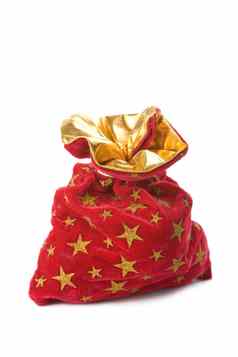 红色的圣诞节袋完整的礼物孤立的