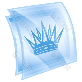 皇冠图标蓝色的孤立的白色背景