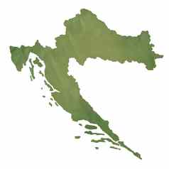 克罗地亚地图绿色纸