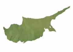 塞浦路斯地图绿色纸