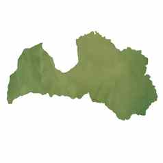 拉脱维亚地图绿色纸