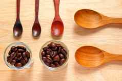 集合木厨房勺子咖啡豆子木