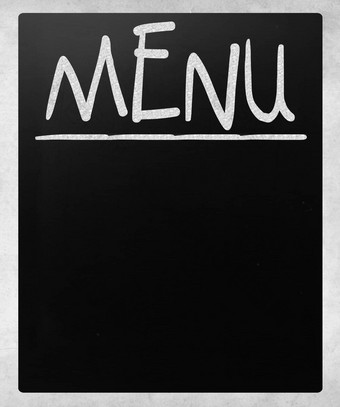 空白黑板上白色粉笔污迹餐厅<strong>菜</strong>单
