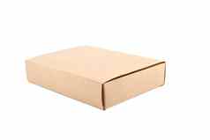棕色（的）纸盒子白色孤立的背景