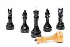 国际象棋黑色的打败了明亮的王