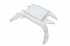 白色毛巾形式蟹孤立的白色背景