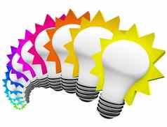 色彩斑斓的光灯泡思考创新的想法