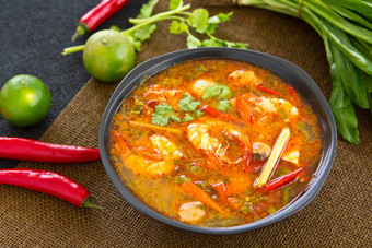 真实的泰国酸辣的虾汤tomyum<strong>功夫</strong>]