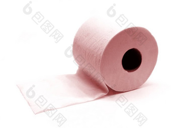 卷粉红色的厕所。。。纸孤立的白色背景