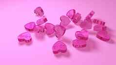 粉红色的玻璃心象征伟大的爱