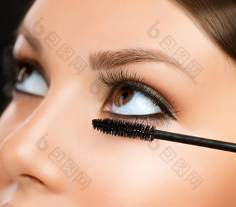睫毛膏应用化妆特写镜头眼睛化妆