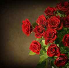 大红色的玫瑰花束古董风格