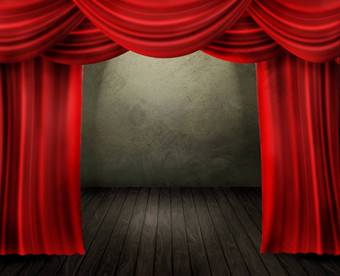 剧院阶段红色的窗帘