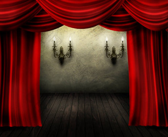 剧院阶段红色的窗帘