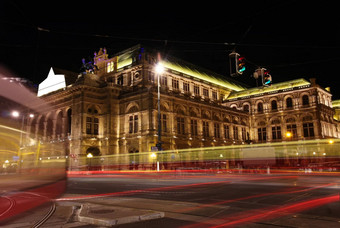 维也纳歌剧房子晚上维也纳奥地利