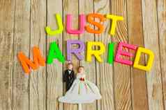 婚礼新娘新郎夫妇娃娃结婚了色彩斑斓的