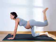 美丽的怀孕了女人健身房健身锻炼