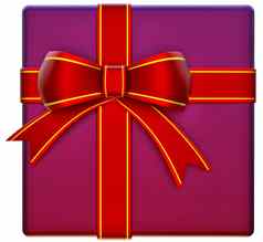 圣诞节淡紫色礼物红色的丝带弓