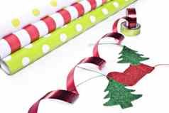 圣诞节包装纸丝带