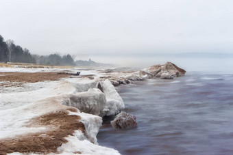 雪海岸湖优越的