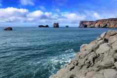 迪尔霍利悬崖岩石海洋视图冰岛