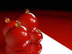 圣诞节光滑的装饰物红色的球渲染