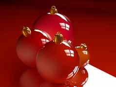 圣诞节光滑的装饰物红色的球渲染