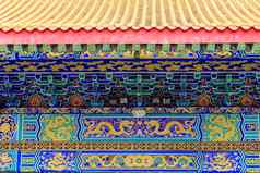 细节视图中国人寺庙色彩斑斓的细节木