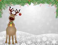 圣诞老人驯鹿雪场景加兰插图