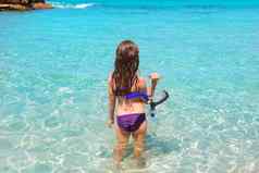 阿卡海滩伊比沙岛Formentera后孩子女孩
