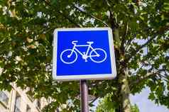 自行车标志蓝色的背景