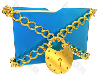 蓝色的文件夹金铰链锁