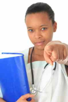 非洲美国医生护士黑色的书听诊器隔离