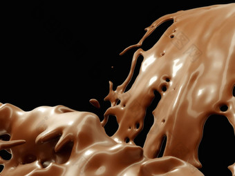 热巧克力可可流孤立的黑色的