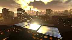 太阳能权力面板城市