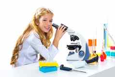 孩子们学生女孩孩子化学实验室