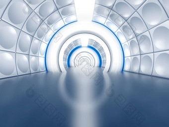 未来主义的隧道宇宙飞船走廊