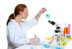 化学实验室科学家女人玻璃瓶