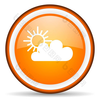 天气橙色光滑的圆图标白色背景