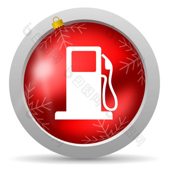 燃料红色的光滑的圣诞节图标白色背景