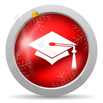 毕业红色的光滑的圣诞节图标白色背景