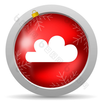 天气红色的光滑的圣诞节图标白色背景