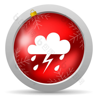 天气红色的光滑的圣诞节图标白色背景