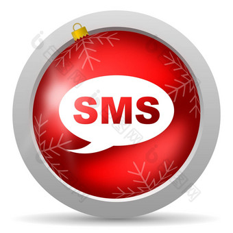 短信红色的光滑的圣诞节图标白色背景