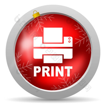 打印红色的光滑的圣诞节图标白色背景