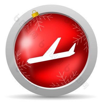 飞机红色的光滑的圣诞节图标白色背景
