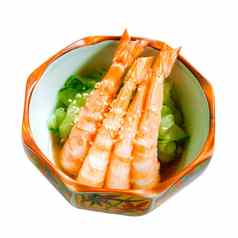 虾服务黄瓜芝麻伟大的味道日本